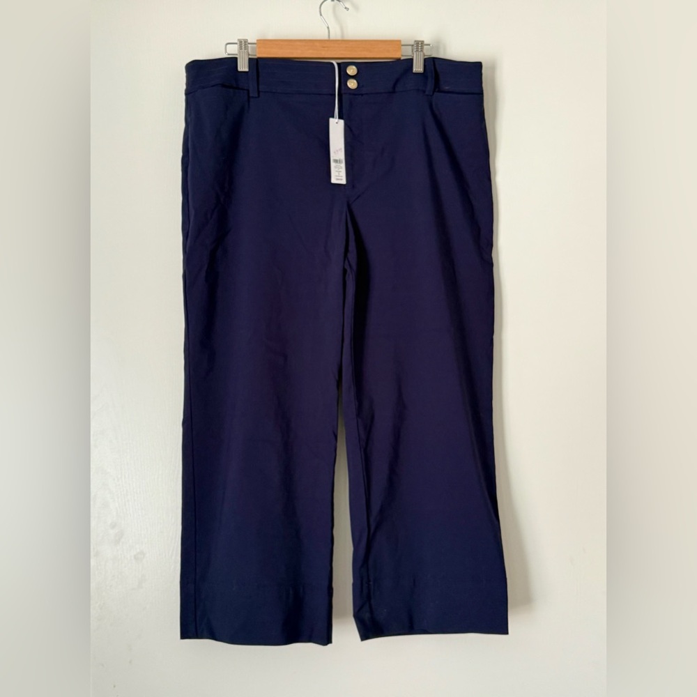✨NWT Chicos Trapunto Cropped Pants Navy - Picture 2 of 5